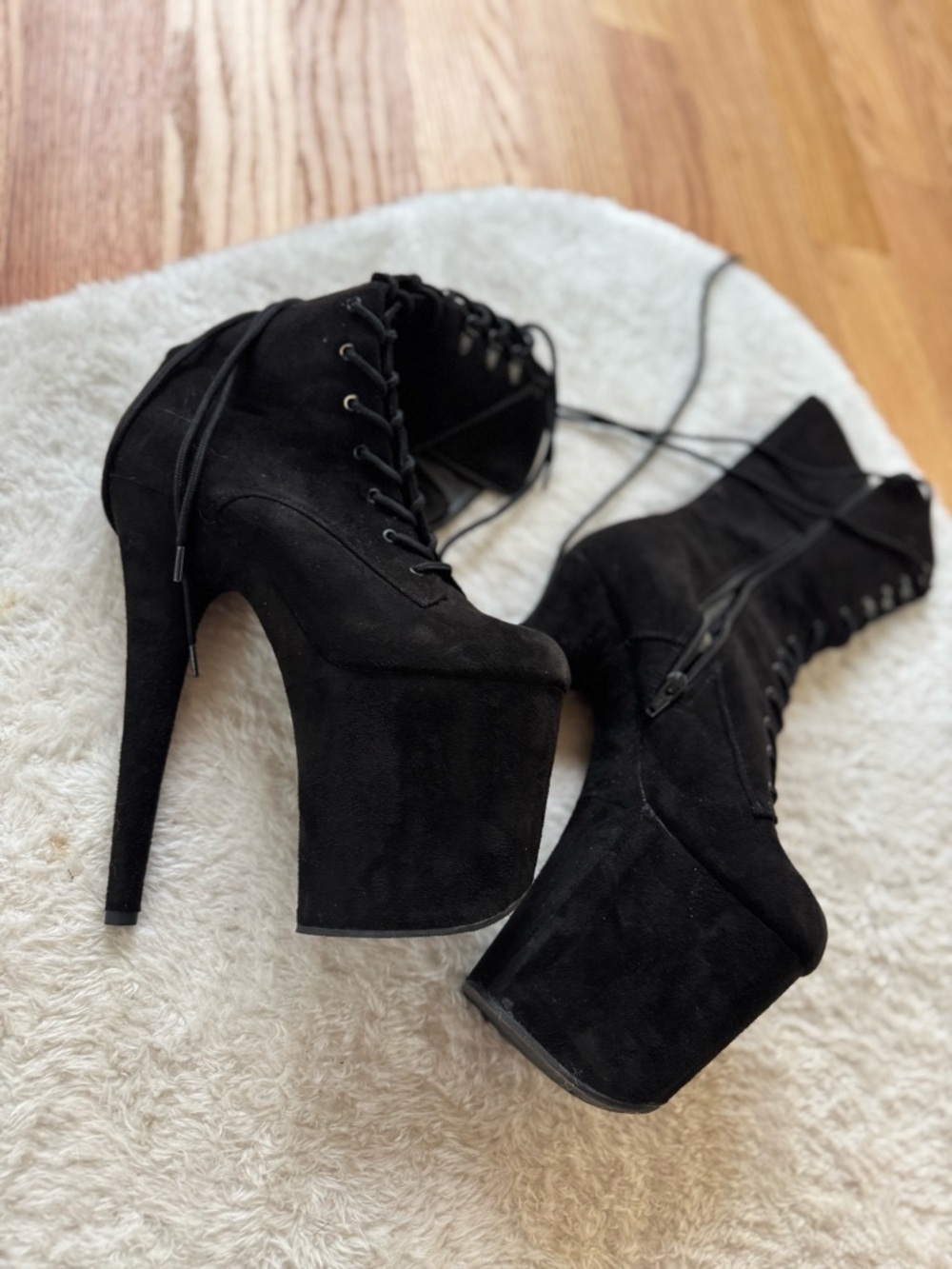 Pleaser Black Lace-Up Platform Ankle Boot (Flamingo-1020FS) - Picture 4 of 9